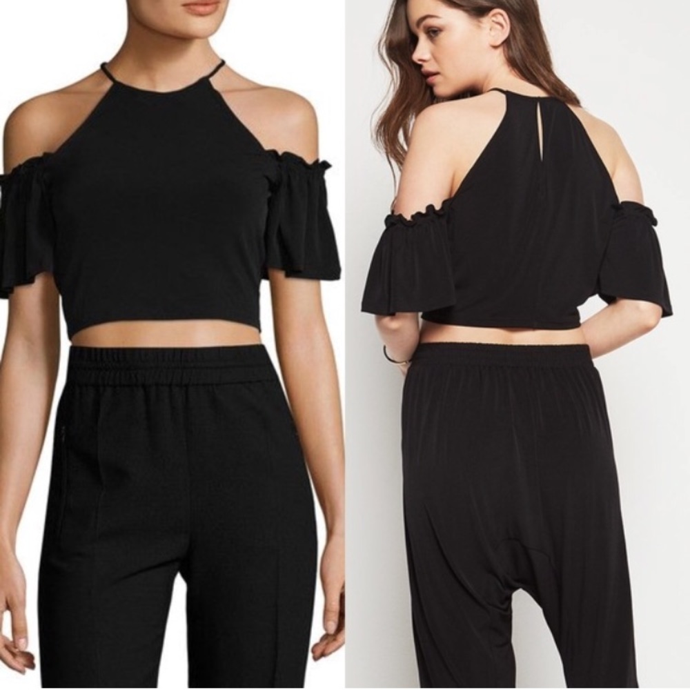 BCBGeneration crop top with cold shoulder
